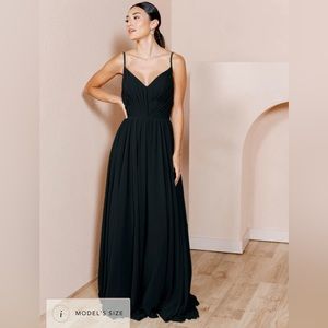 Revelry Penelope Chiffon Dress - Black Size 10 NWT Bridesmaid Dress